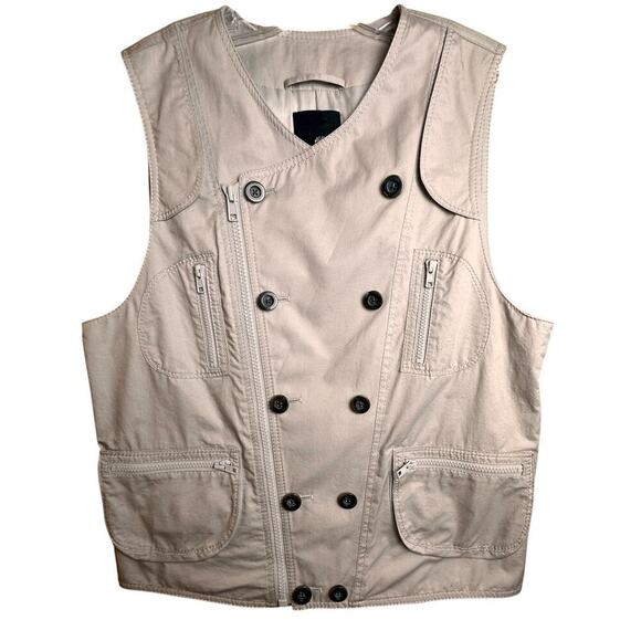 3.1 Phillip Lim Double Breasted Tan Cotton Utility FullZip Button Vest Womens M - Picture 12 of 16